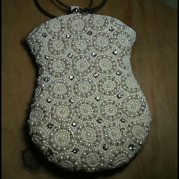 Vintage Faux Pearl Purse with Beads and Rhinestone - Picture 7 of 7